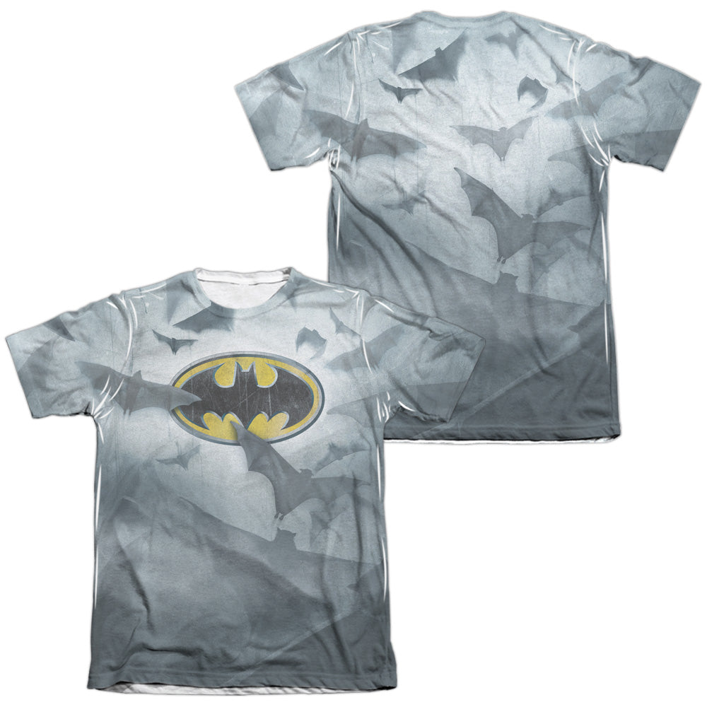 Batman - Bats Logo (Front/back Print) - Adult 65/35 Poly/cotton Short Sleeve Tee - White T-shirt