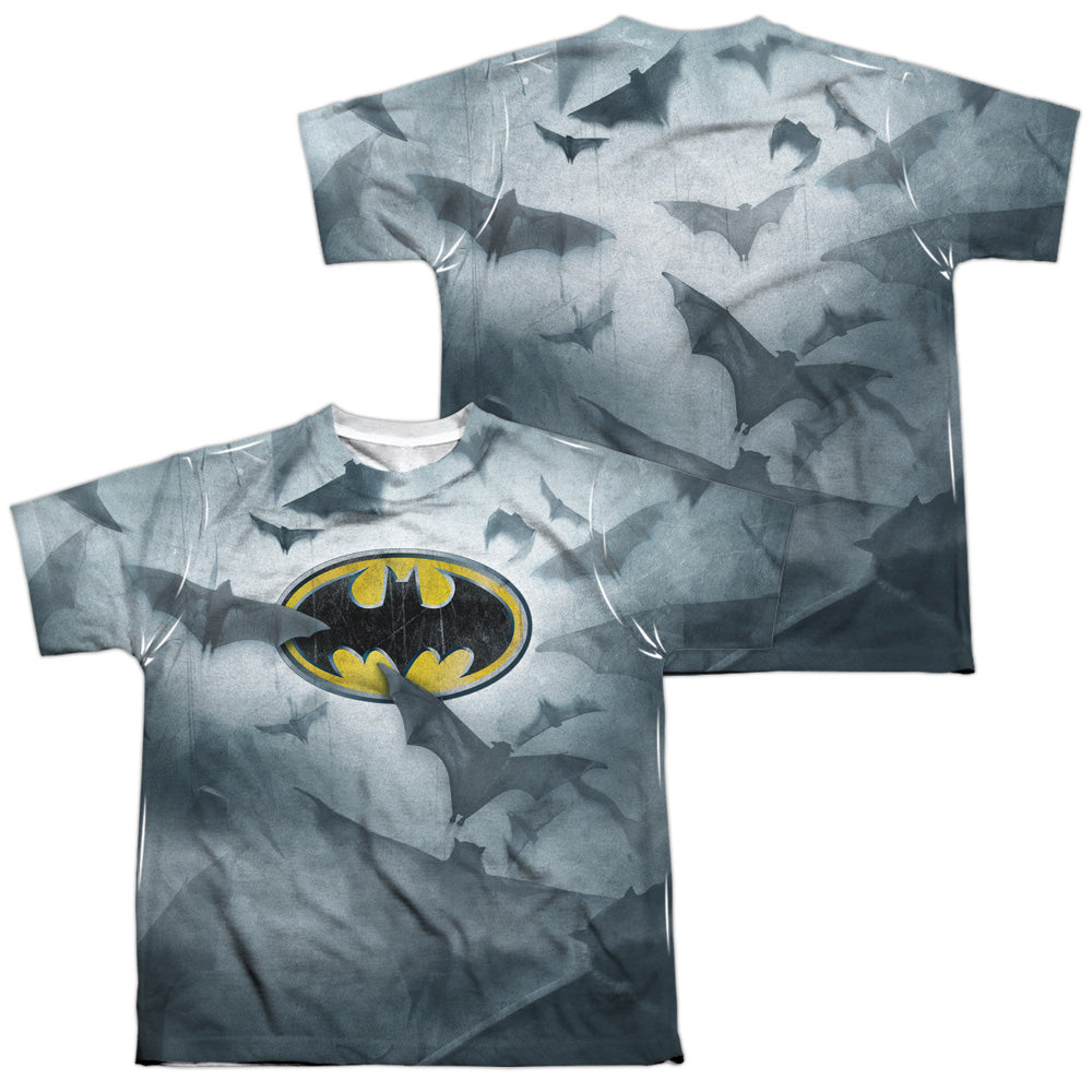 Batman - Bats Logo - Short Sleeve Youth Poly Crew - White T-shirt