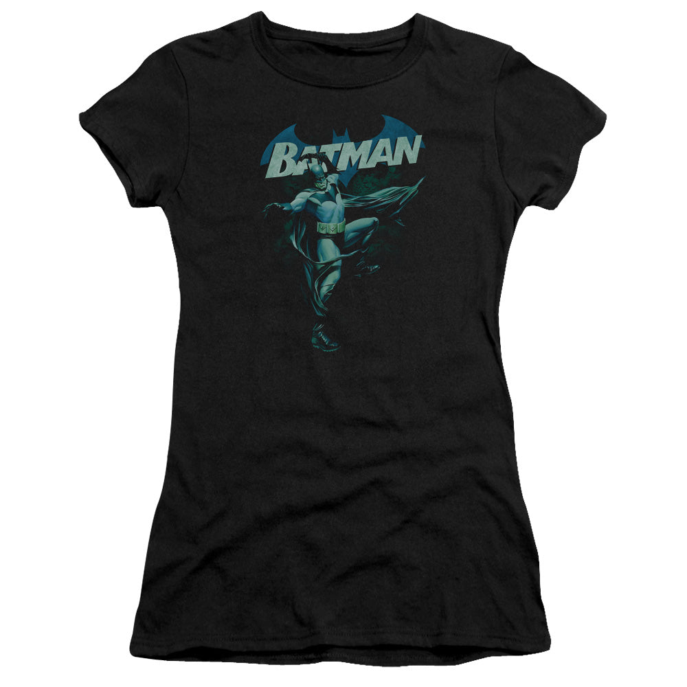 Batman - Blue Bat - Short Sleeve Junior Sheer - Black T-shirt