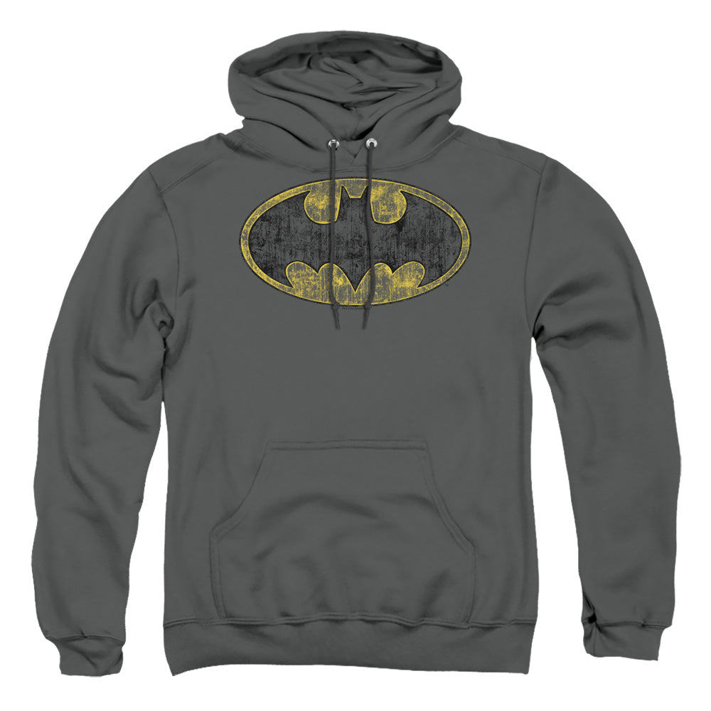 Batman - Tattered Logo - Adult Pull-over Hoodie - Charcoal