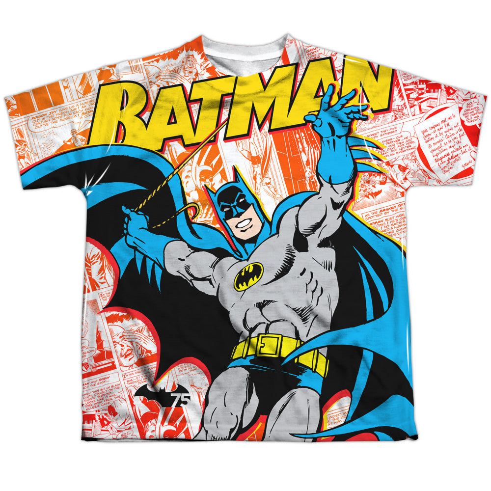 Batman - 75 Panels - Short Sleeve Youth Poly Crew - White T-shirt