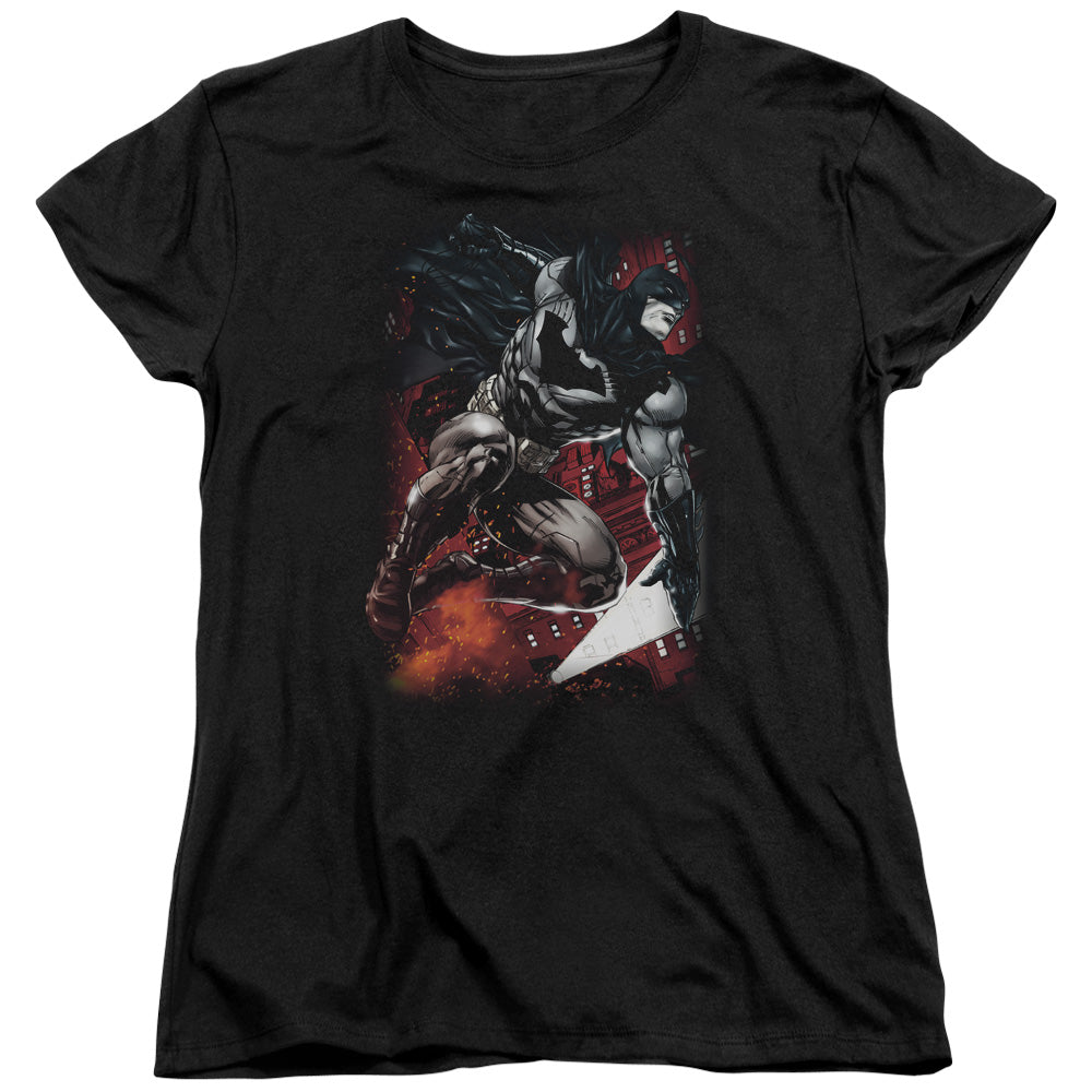 Batman - Sparks Leap - Short Sleeve Womens Tee - Black T-shirt