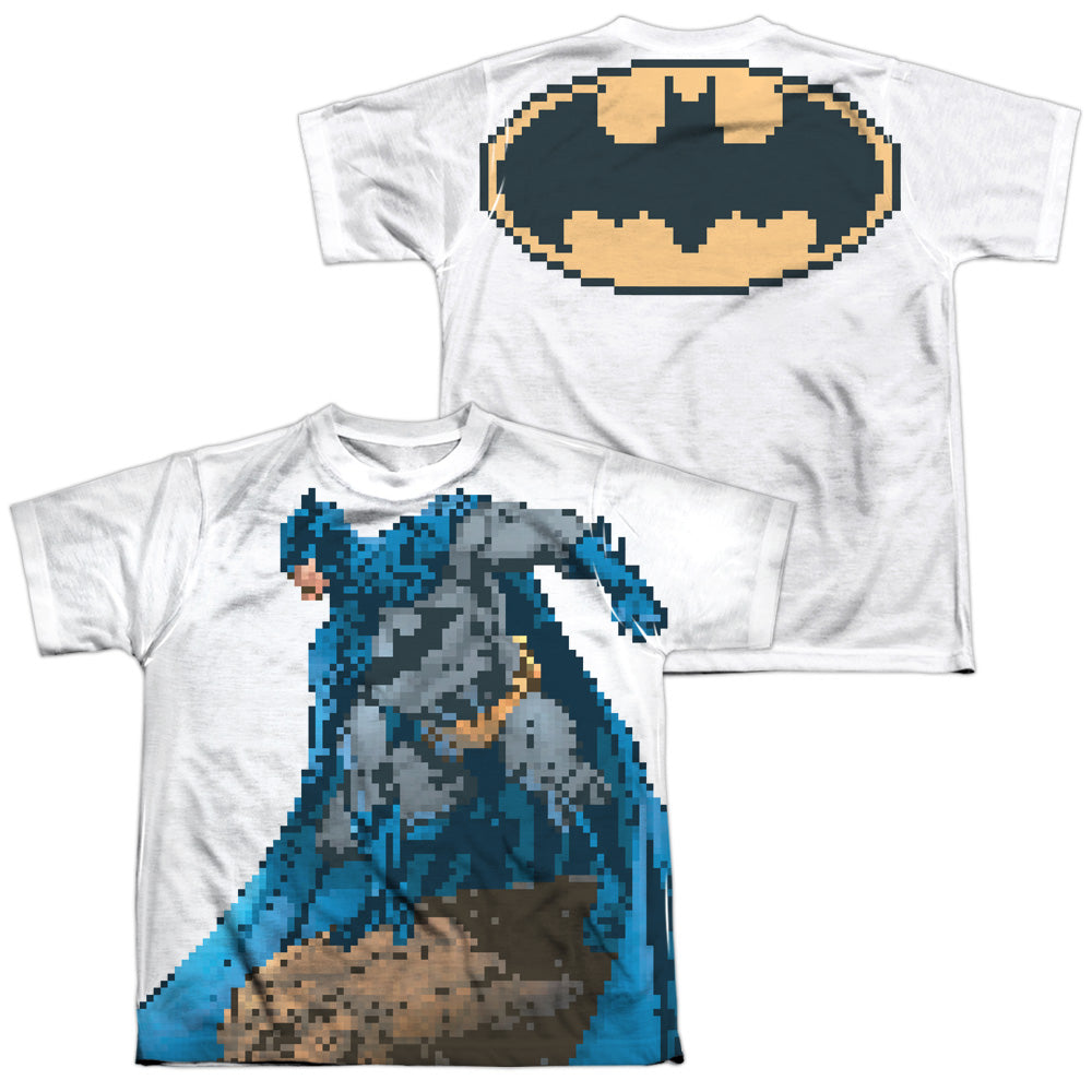 Batman - Batbit (Front/back Print) - Short Sleeve Youth Poly Crew - White T-shirt