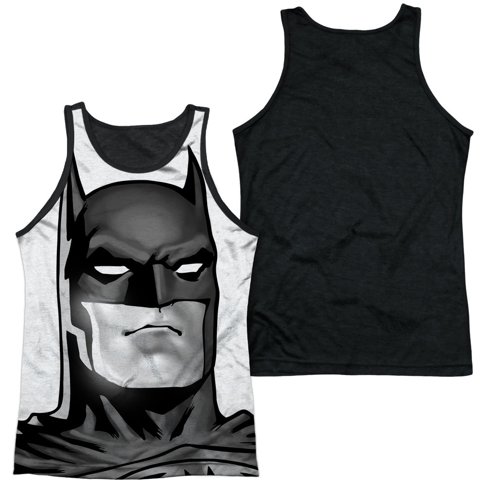 Batman - Bw Bat Head - Adult Poly Tank Top Black Back - White