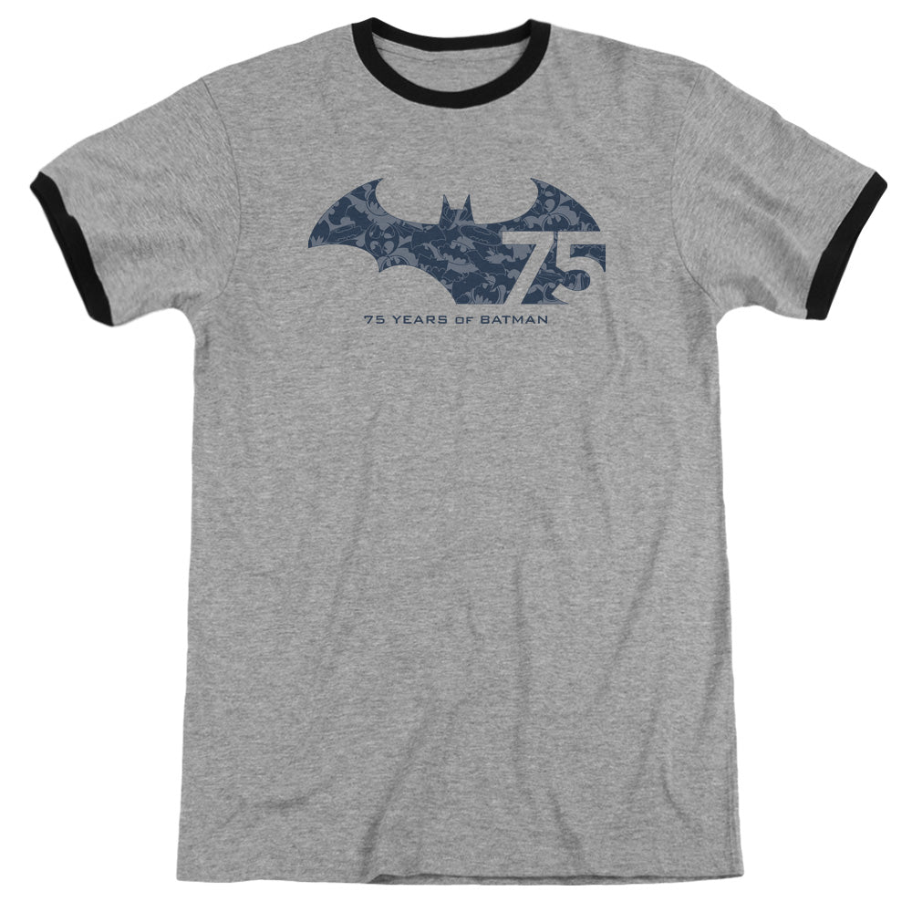 Batman - 75 Year Collage - Adult Ringer - Heather/black