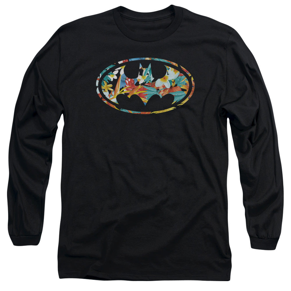 Batman - Hawaiian Bat - Long Sleeve Adult 18/1 - Black T-shirt