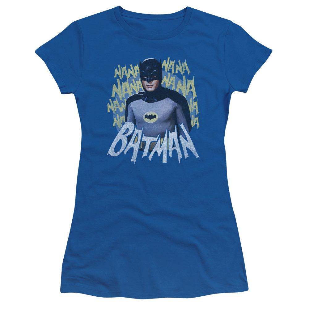 Batman Classic Tv - Theme Song - Short Sleeve Junior Sheer - Royal Blue T-shirt