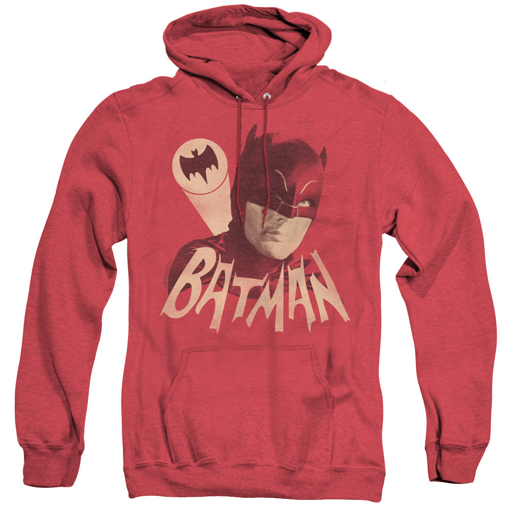 Batman Classic Tv - Bat Signal - Adult Heather Hoodie - Red