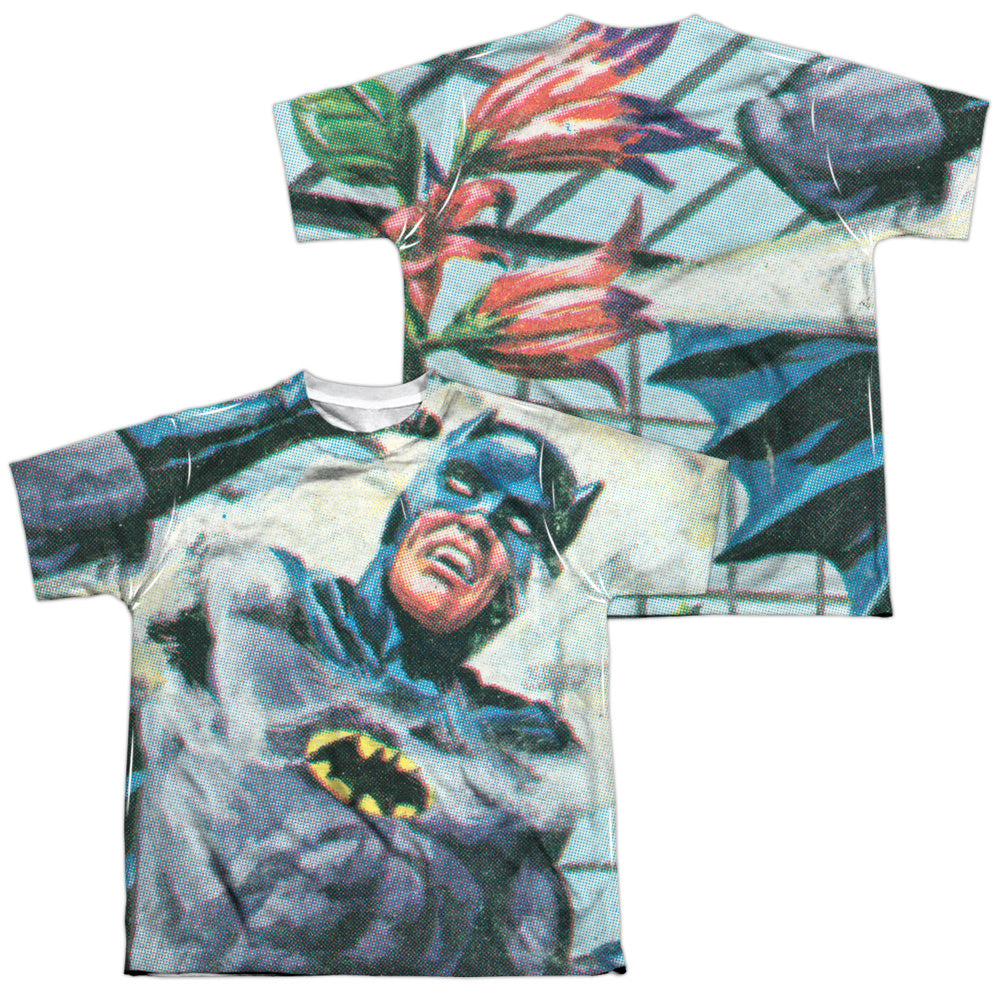 Batman Classic Tv - Foliage (Front/back Print) - Short Sleeve Youth Poly Crew - White T-shirt