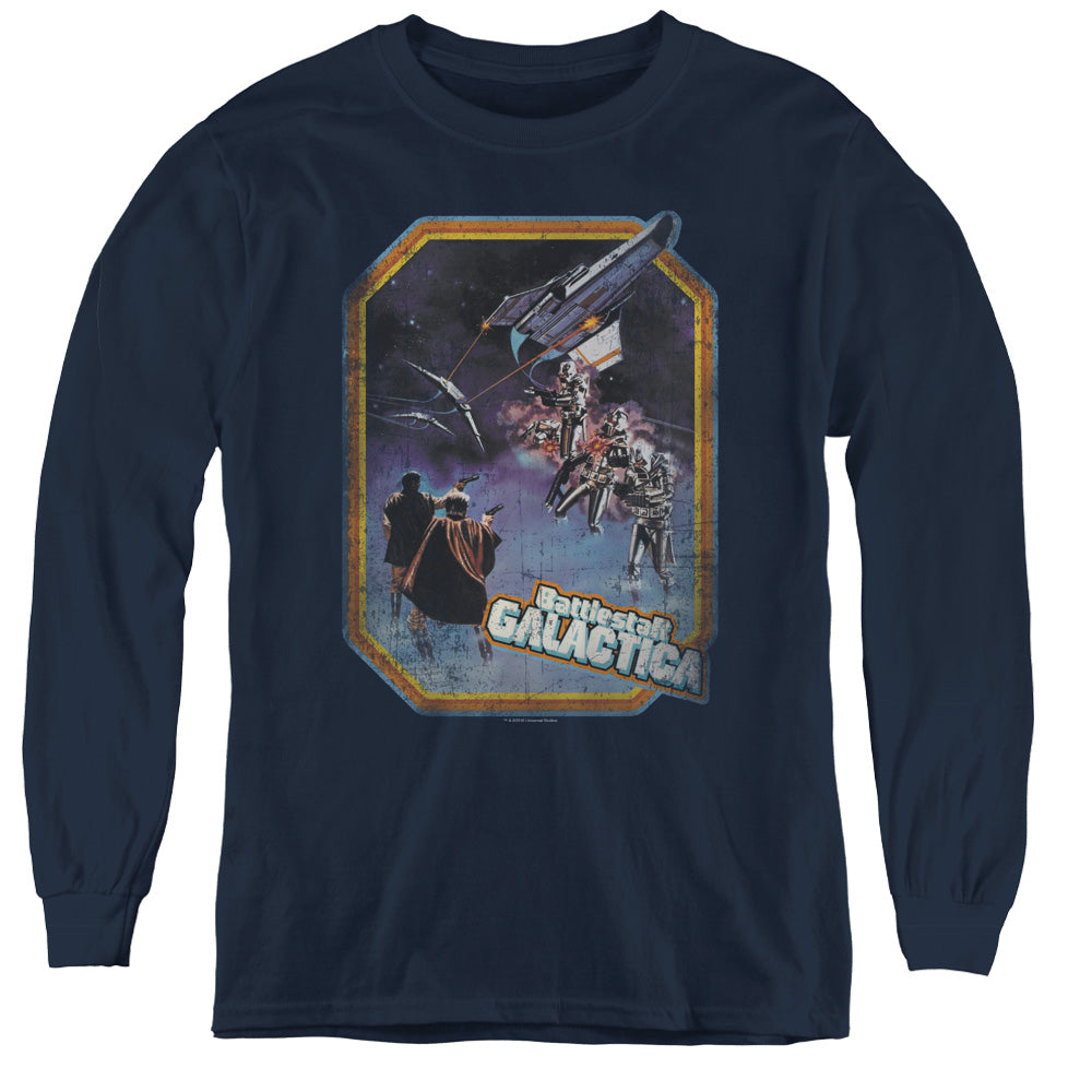 Bsg Poster Iron On - Youth Long Sleeve Tee - Navy