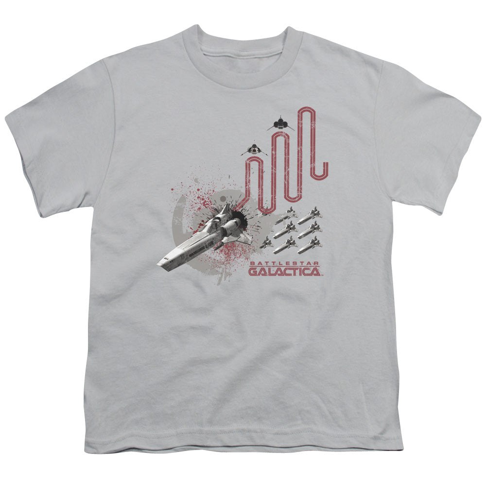 Bsg - Red Squadron Splatter - Short Sleeve Youth 18/1 - Silver T-shirt