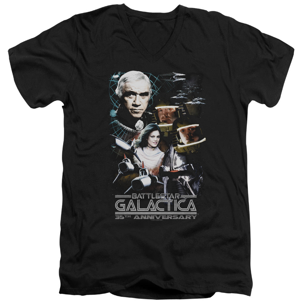 Bsg - 35th Anniversary Collage - Short Sleeve Adult V-neck - Black T-shirt