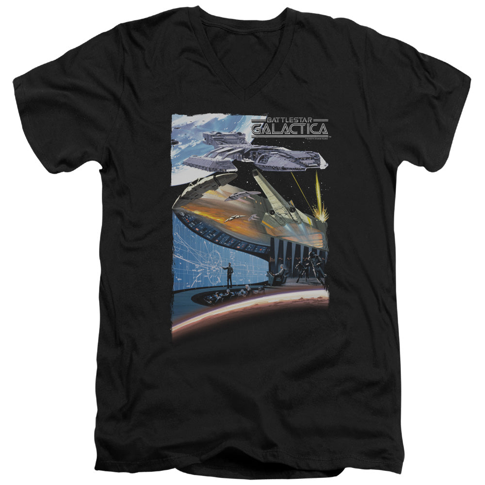 Bsg - Concept Art - Short Sleeve Adult V-neck - Black T-shirt