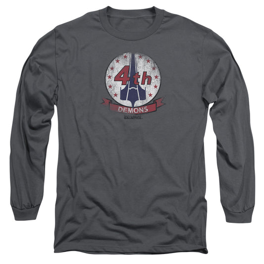 Bsg - Demons Badge - Long Sleeve Adult 18/1 - Charcoal T-shirt