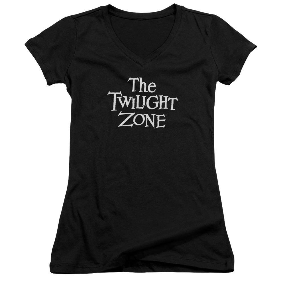 Twilight Zone Logo - Junior V-neck - Black