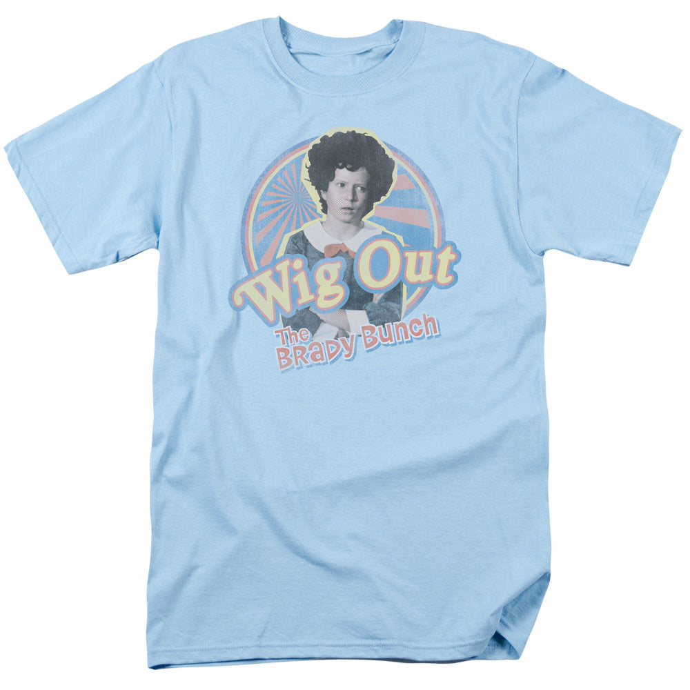 Brady Bunch - Wig Out - Short Sleeve Adult 18/1 - Light Blue T-shirt