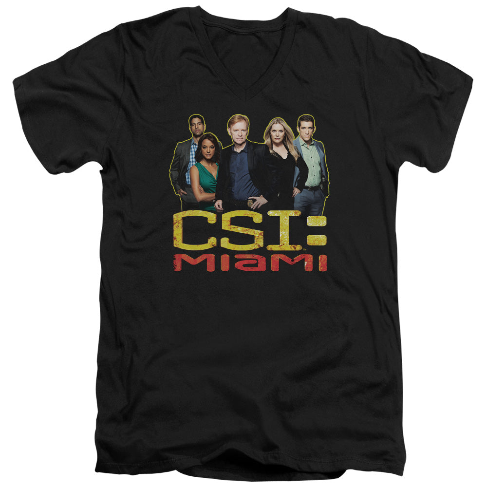 Csi Miami - The Cast In Black - Short Sleeve Adult V-neck - Black T-shirt