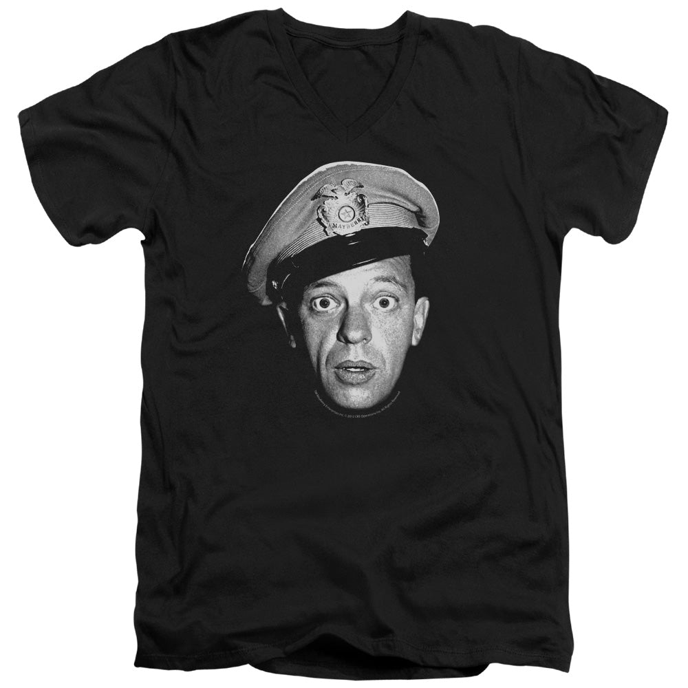 Andy Griffith - Barney Head - Short Sleeve Adult V-neck - Black T-shirt