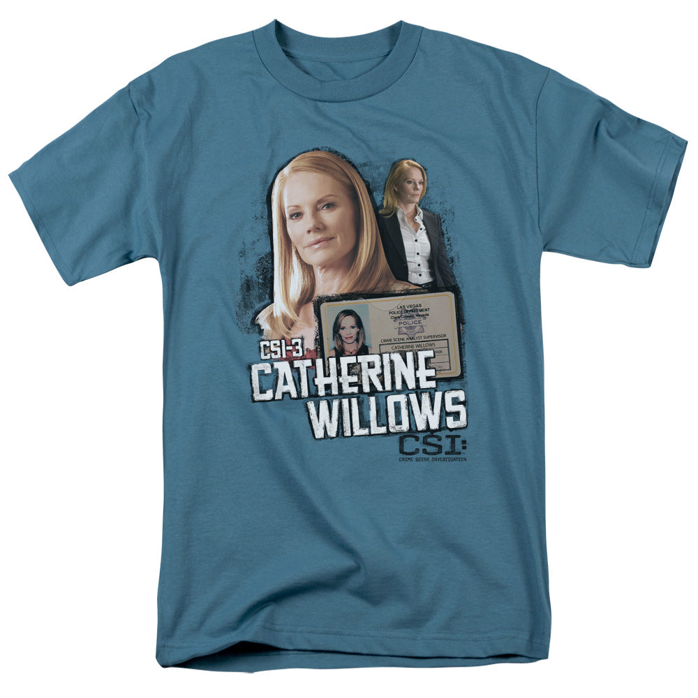 Csi - Catherine Willows - Short Sleeve Adult 18/1 - Slate T-shirt