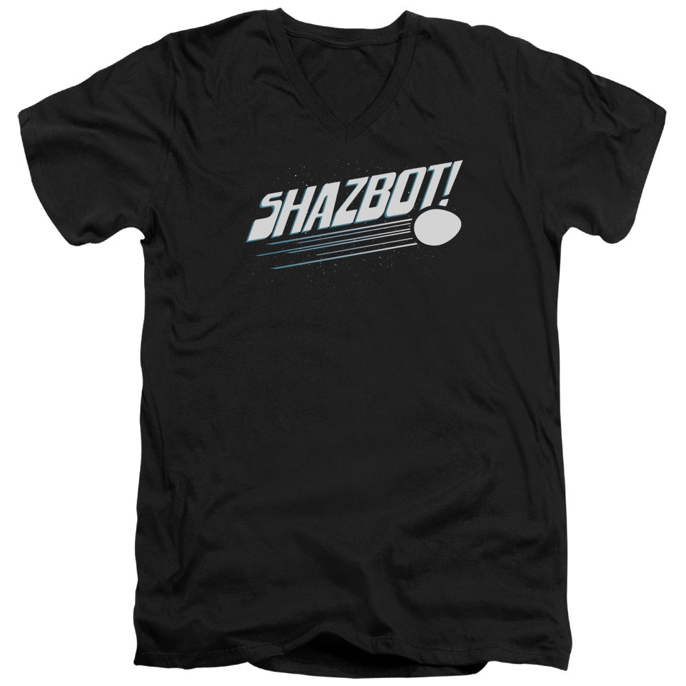 Mork & Mindy - Shazbot Egg - Short Sleeve Adult V-neck - Black T-shirt