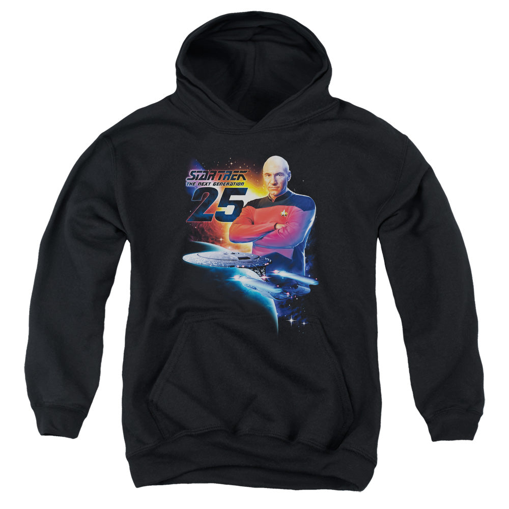 Star Trek Tng 25-youth Pull-over Hoodie - Black