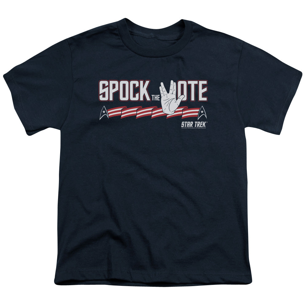 Star Trek - Spock The Vote - Short Sleeve Youth 18/1 - Navy T-shirt