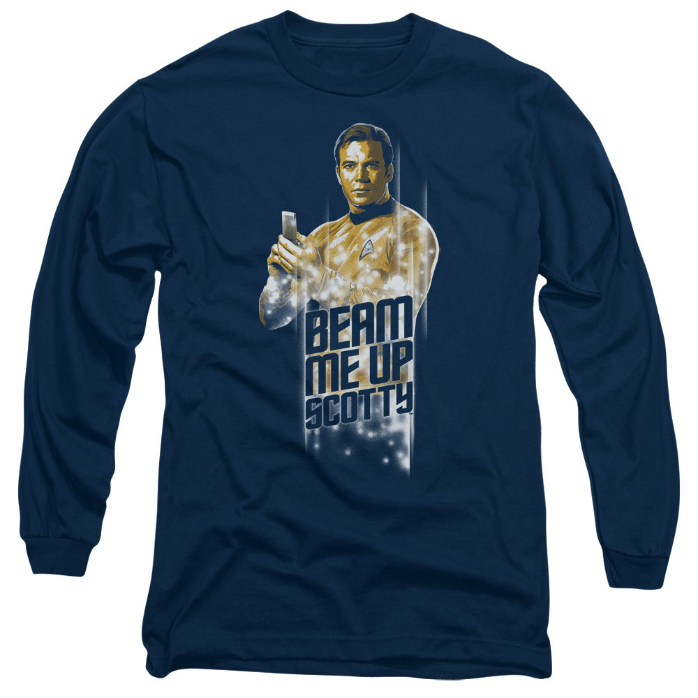 Star Trek - Beam Me Up - Long Sleeve Adult 18/1 - Navy T-shirt