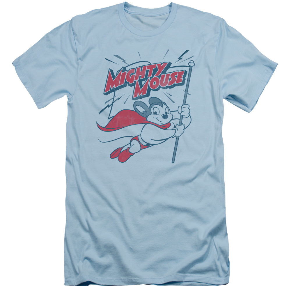 Mighty Mouse - Mighty Flag - Short Sleeve Adult 30/1 - Light Blue T-shirt