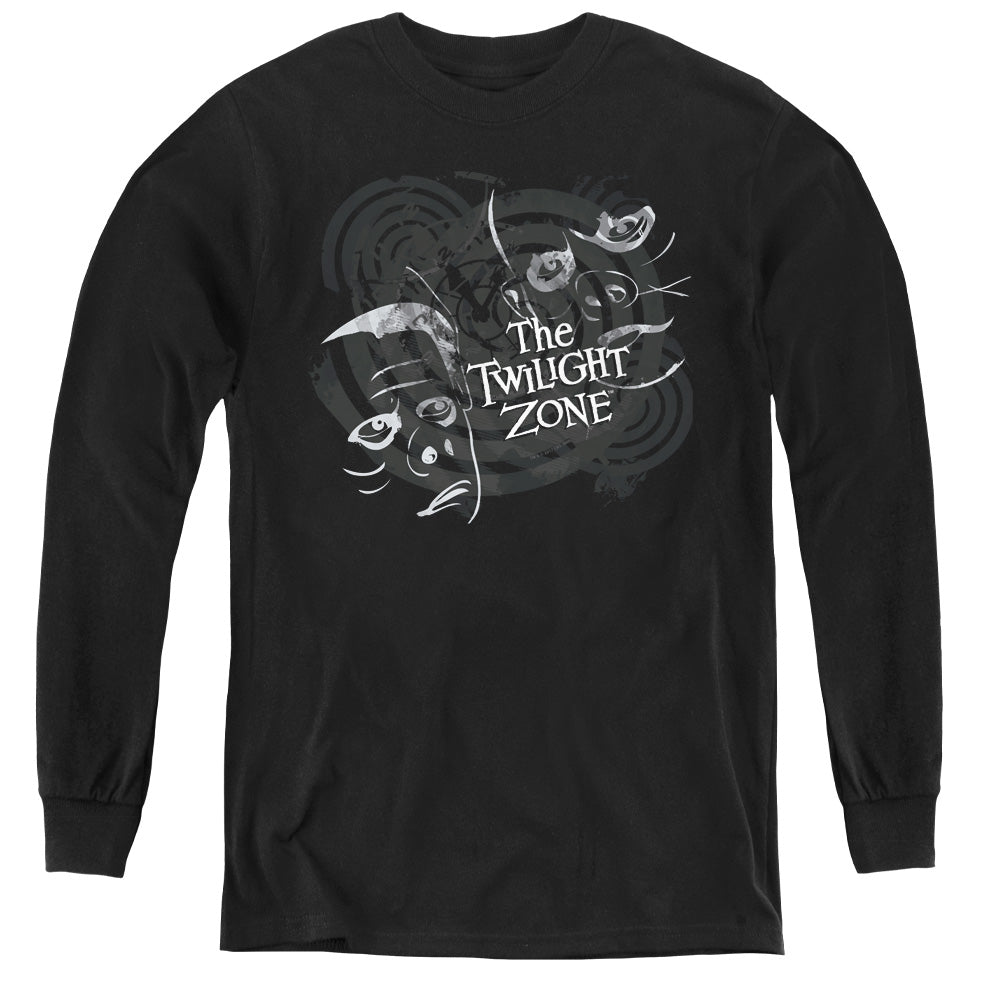 Twilight Zone Strange Faces - Youth Long Sleeve Tee - Black