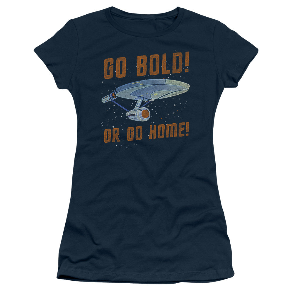 Star Trek - Go Bold - Short Sleeve Junior Sheer - Navy T-shirt