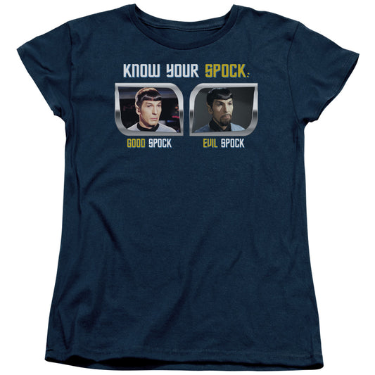 St Original - Know Your Spock - Short Sleeve Womens Tee - Navy T-shirt
