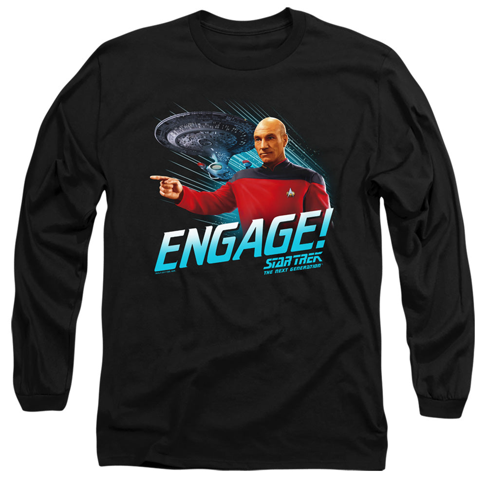 Star Trek - Engage - Long Sleeve Adult 18/1 - Black T-shirt