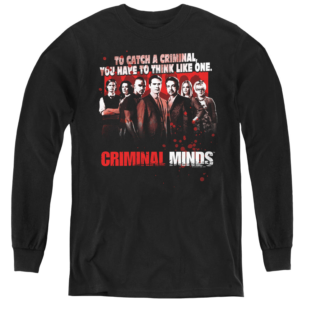 Criminal Minds - Think Like One - Youth Long Sleeve Tee - Black