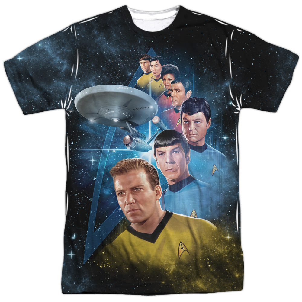 Star Trek - Among The Stars -  Short Sleeve Adult 100% Poly Crew - White T-shirt