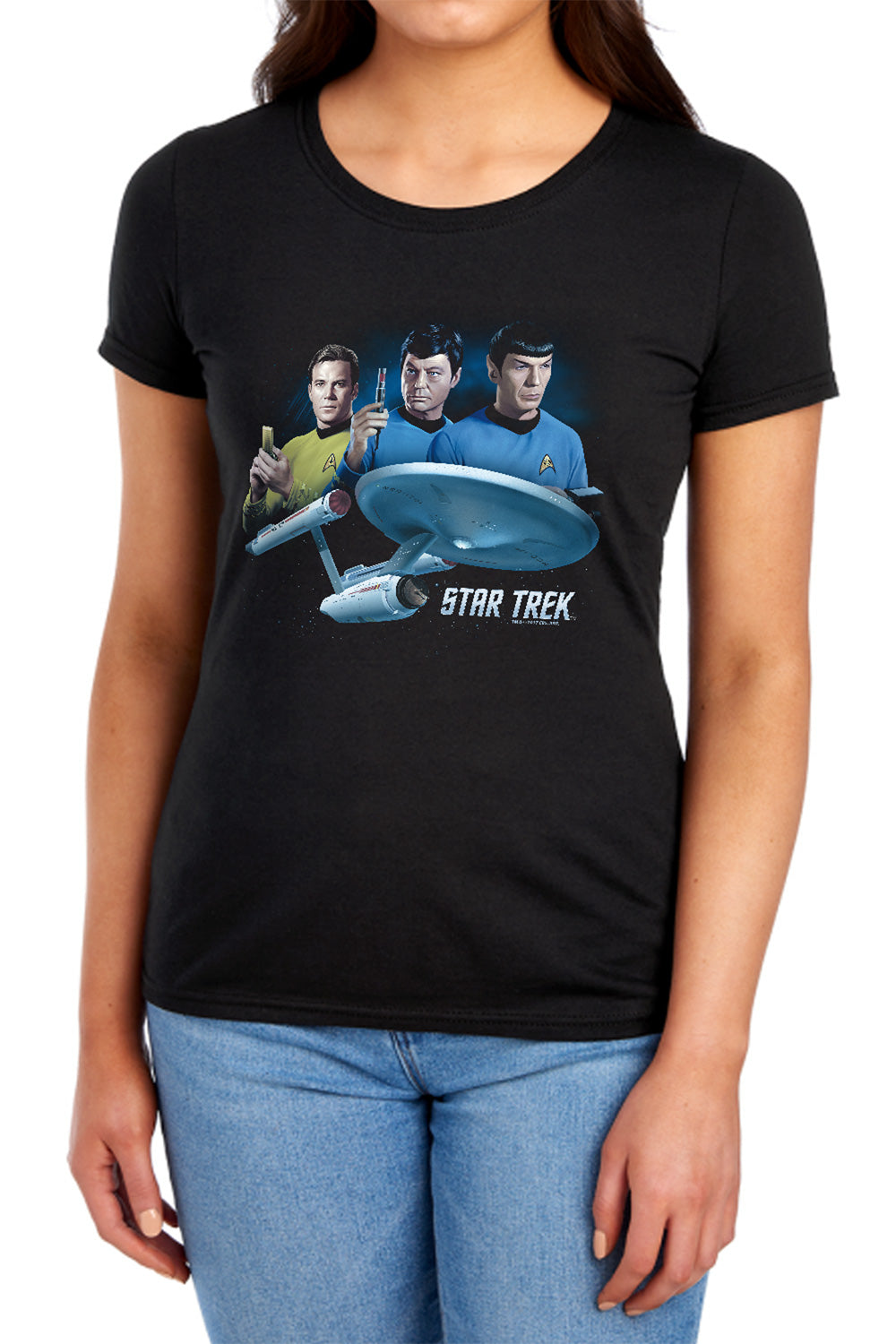 Star Trek - Main Three - Short Sleeve Womens Tee - Black T-shirt