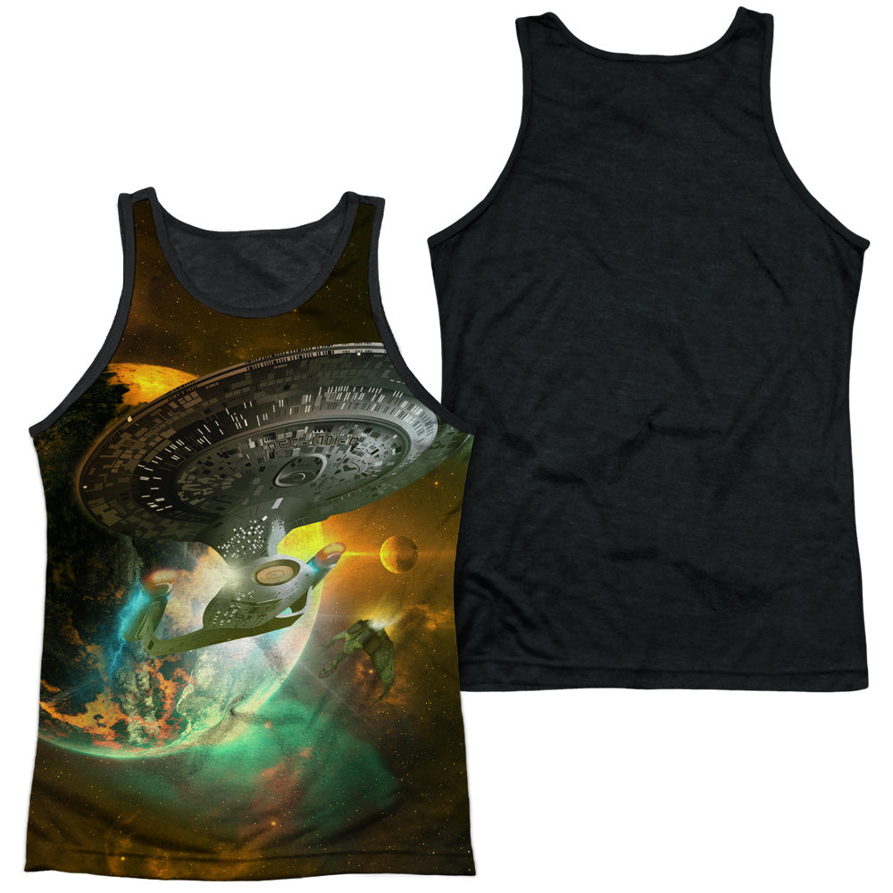 Star Trek - Battle Ships - Adult Poly Tank Top Black Back - White