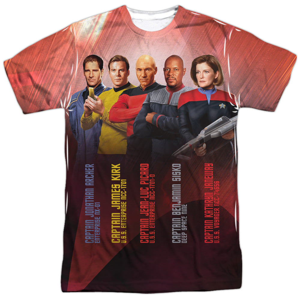 Star Trek - Captains - Short Sleeve Adult Poly Crew - White T-shirt