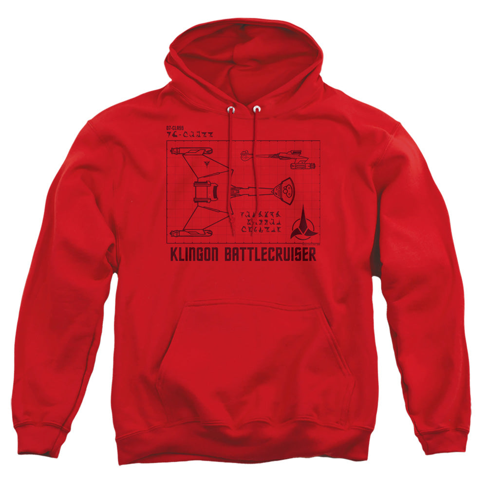 Star Trek - D7 Diagram - Adult Pull-over Hoodie - Red