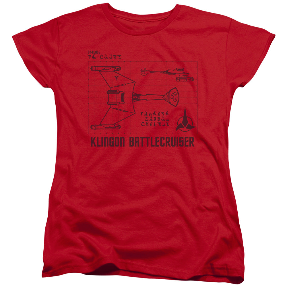 Star Trek - D7 Diagram - Short Sleeve Womens Tee - Red T-shirt