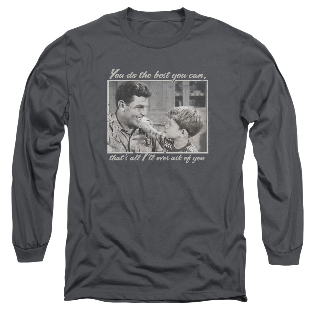 Andy Griffith - Wise Words - Long Sleeve Adult 18/1 - Charcoal T-shirt