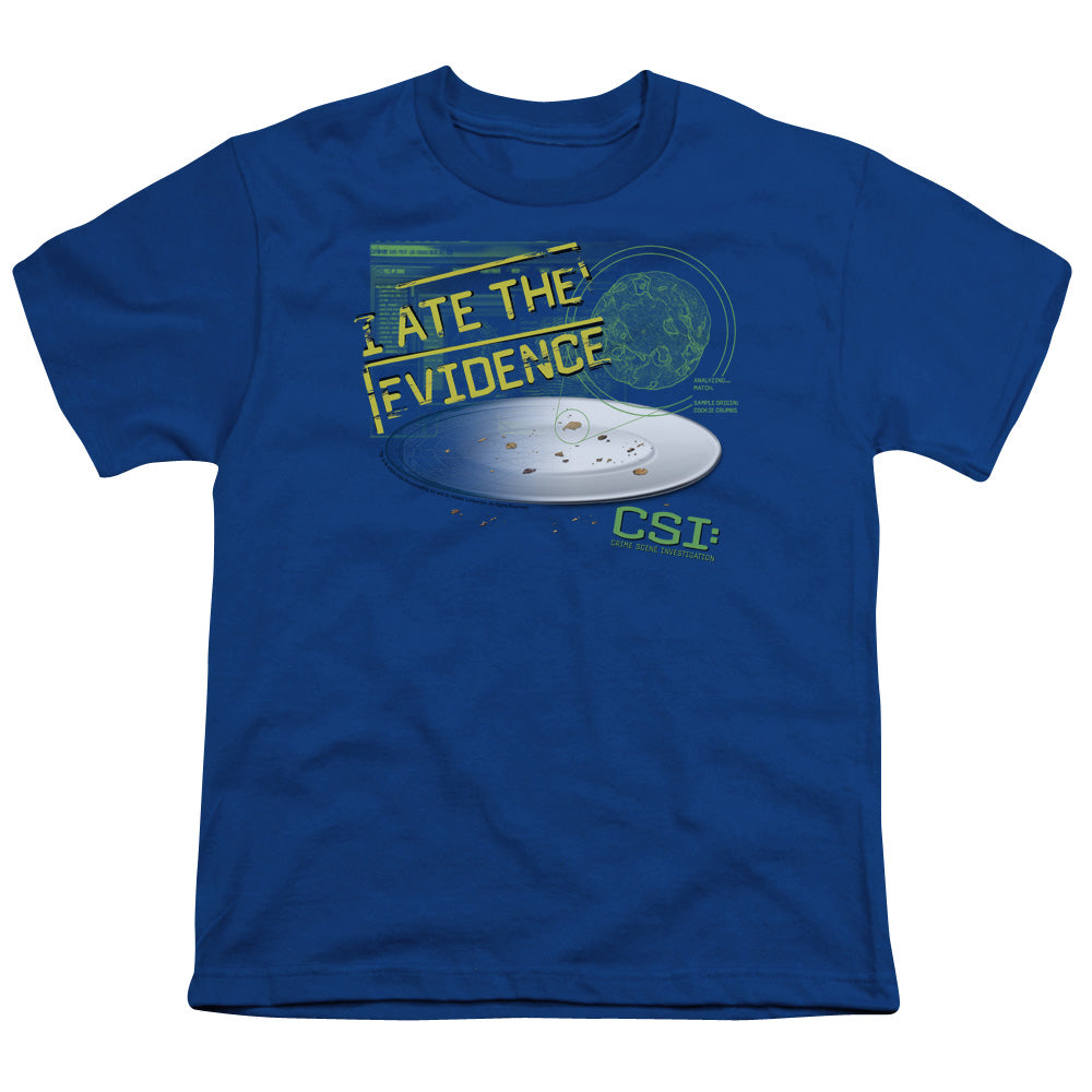 Csi - I Ate The Evidence - Short Sleeve Youth 18/1 - Royal Blue T-shirt