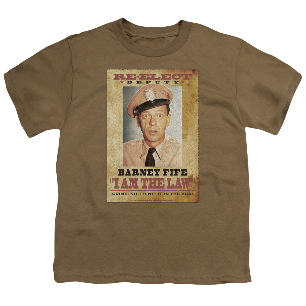 Andy Griffith - I Am The Law - Short Sleeve Youth 18/1 - Safari Green T-shirt