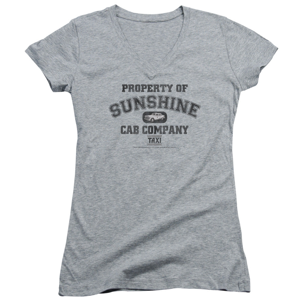 Taxi - Property Of Sunshine Cab - Junior V-neck - Athletic Heather