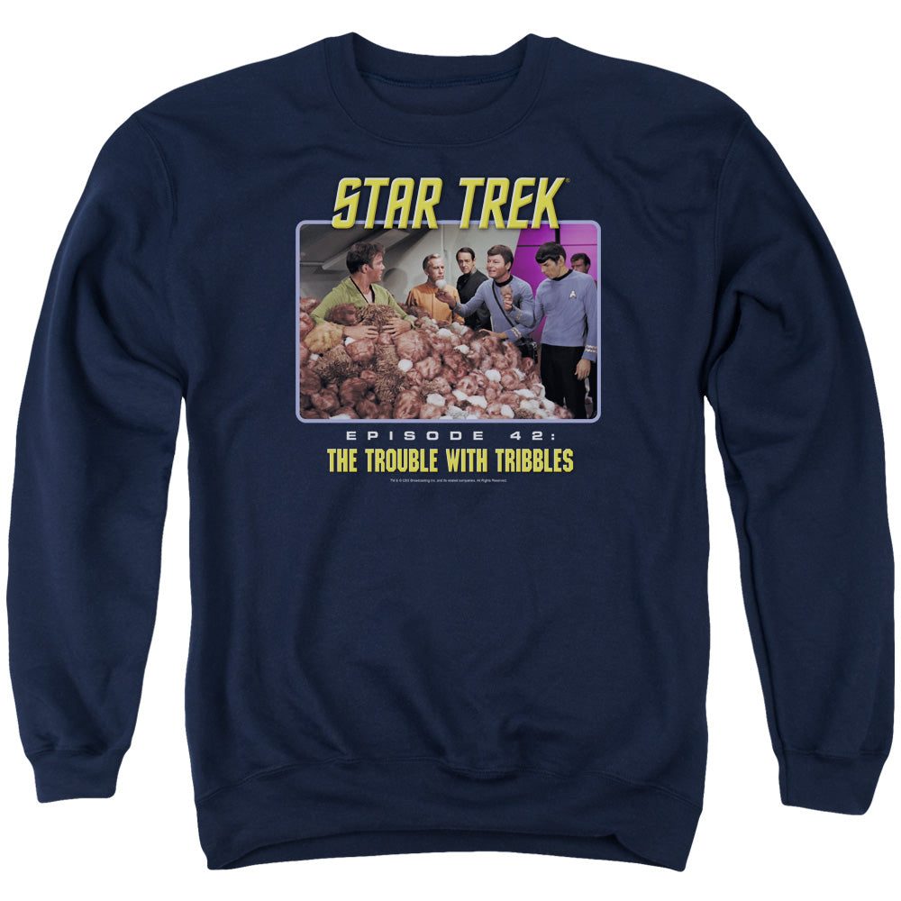 St:original - The Trouble With Tribbles - Adult Crewneck Sweatshirt - Navy