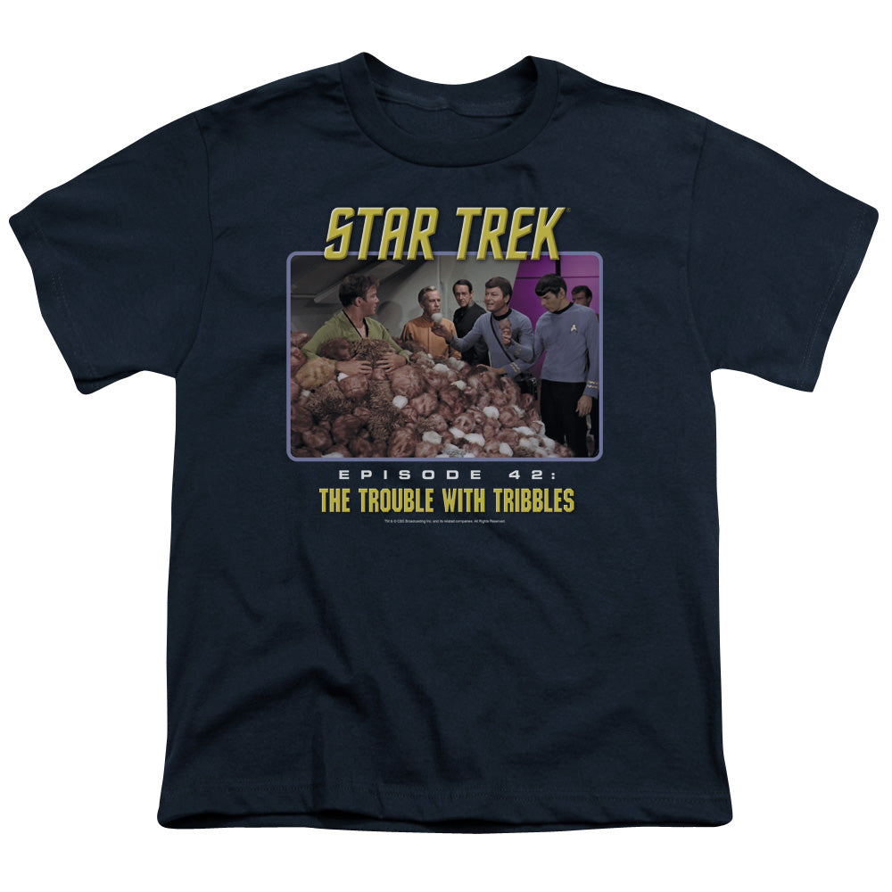 St:original - The Trouble With Tribbles - Short Sleeve Youth 18/1 - Navy T-shirt