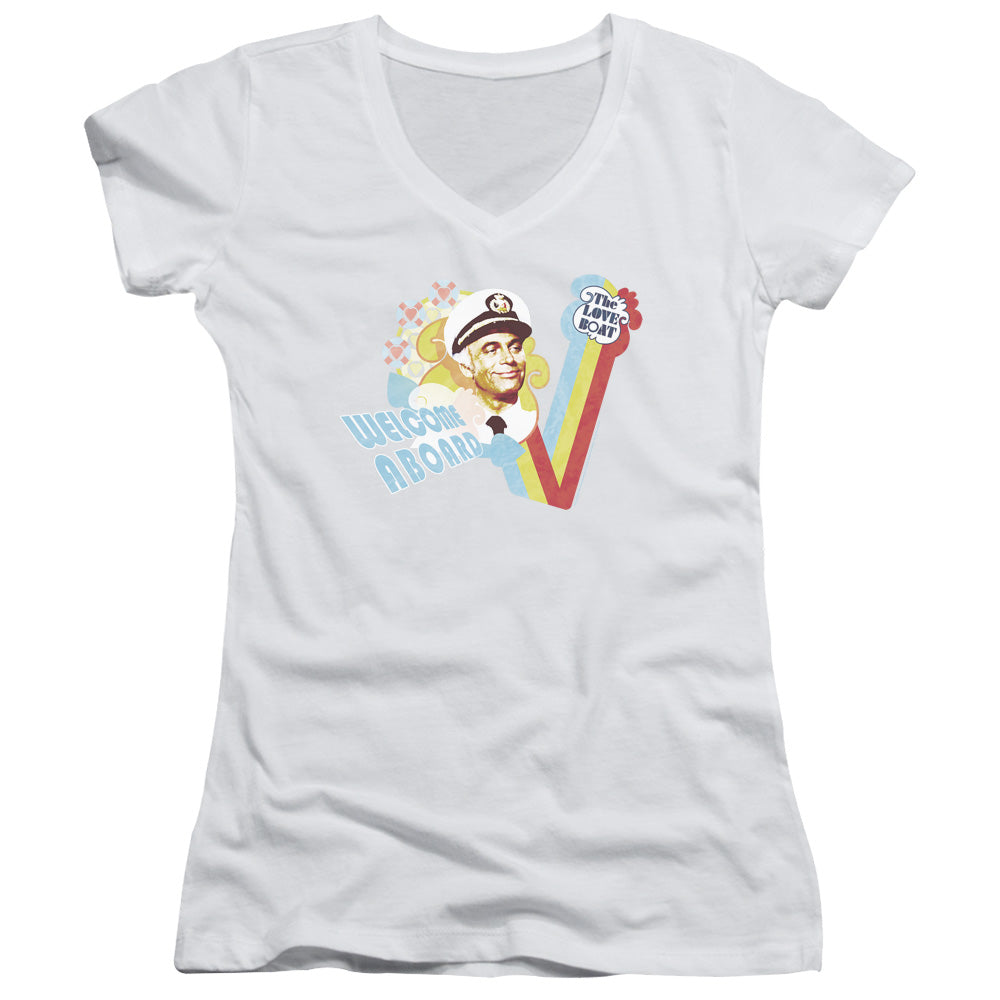 Love Boat - Welcome Aboard - Junior V-neck - White