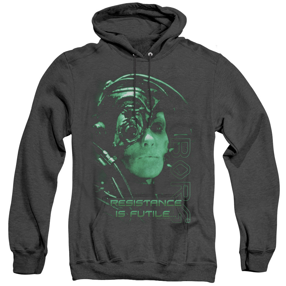 Star Trek - Resistance Is Futile - Adult Heather Hoodie - Black