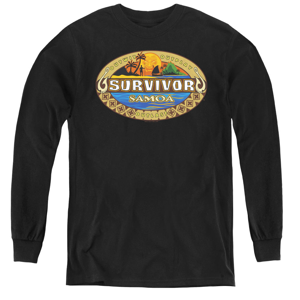 Survivor Samoa Logo - Youth Long Sleeve Tee - Black