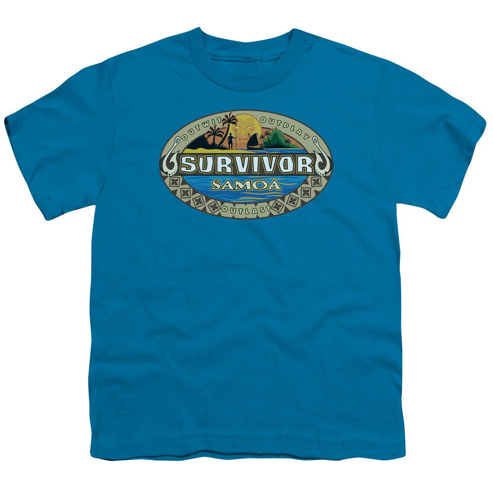 Survivor - Samoa Logo - Short Sleeve Youth 18/1 - Turquoise T-shirt