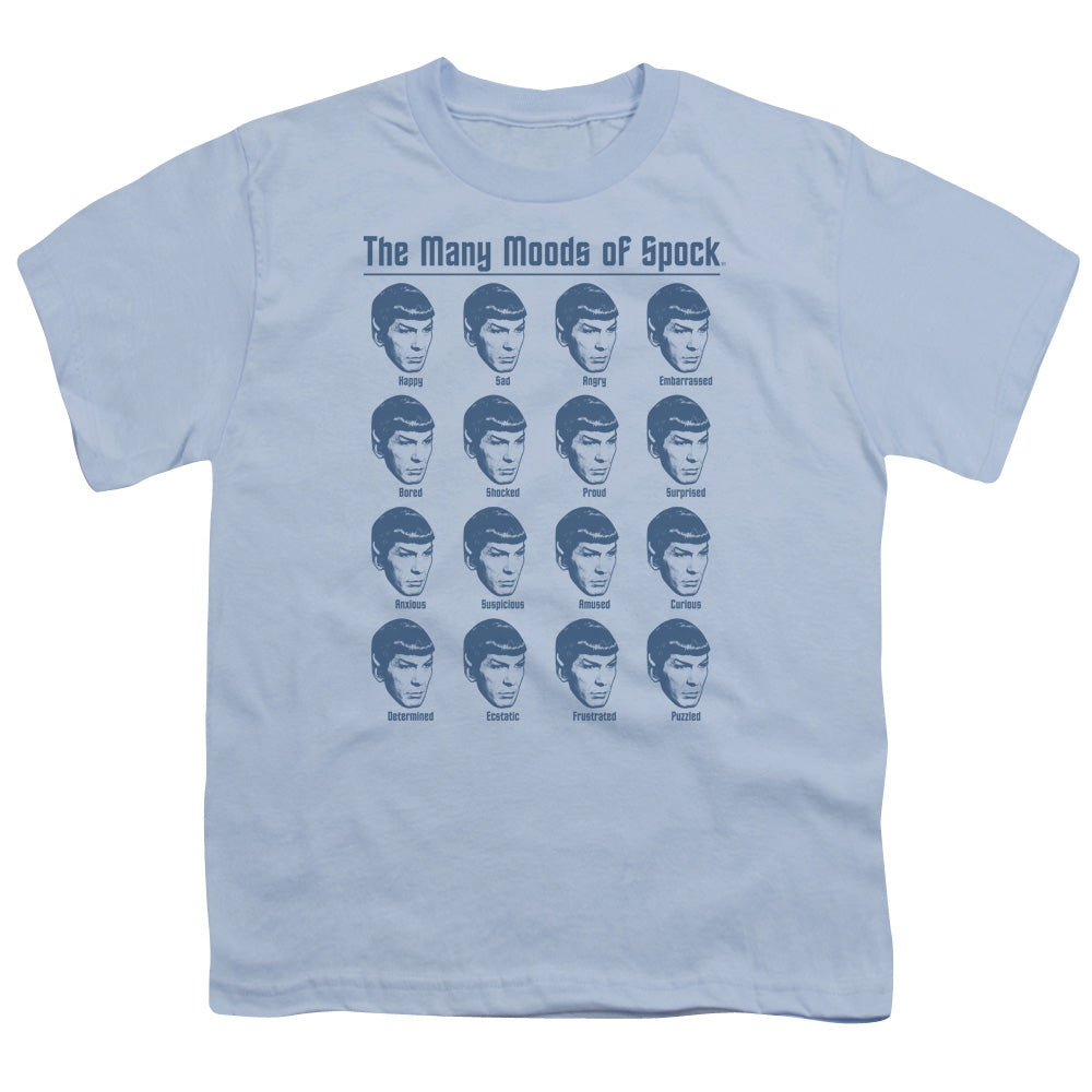 Star Trek - Many Moods Of Spock - Short Sleeve Youth 18/1 - Carolina Blue T-shirt